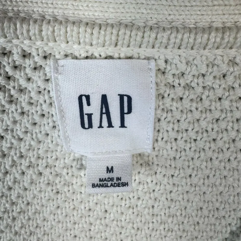 Gap‎ Fisherman Chunky Knit Cardigan Cream 100% Cotton Grandpacore Men’s - Size M